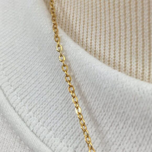 Gold Plated Faux Aquamarine Pendant 18in Trace Chain Necklace March Birthstone - Picture 8 of 13